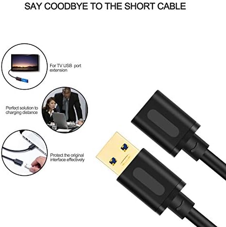 Удължител за USB 3.0 на 25 фута, Високоскоростен удължителен кабел USB 3.0 тип Мъж на една жена за Playstation,