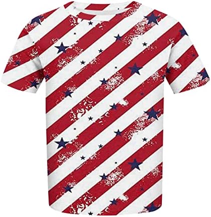Патриотични Ризи за жени 4 юли, Големи Размери, Ежедневни Лятна Тениска Свободно Намаляване с Флага на САЩ, Къс