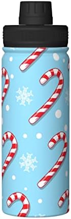 Бутилка за вода Christmas-Sky-Candy-Cane, 18 Мл, Широка Колба От Неръждаема Стомана С Вакуумна Изолация И Херметически