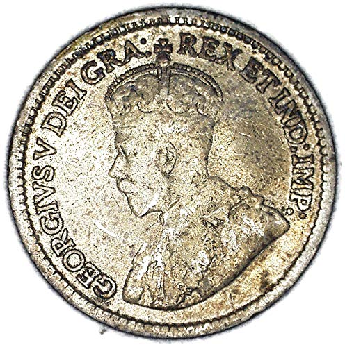 1914 CA George V с канадски сребро DEI GRA KM 22 5 цента, много е добър
