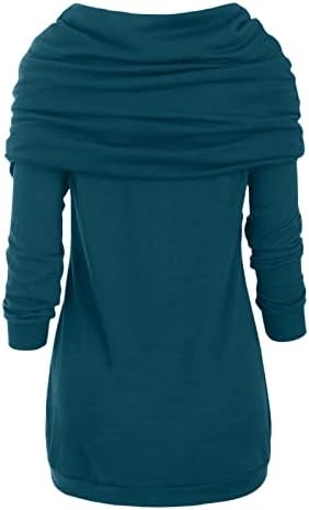 Дамски блузи Henley С Дълъг ръкав, по-Големи Размери, С кръгло деколте, Обикновена Ботове, Асиметрични Блузи, Пуловер,