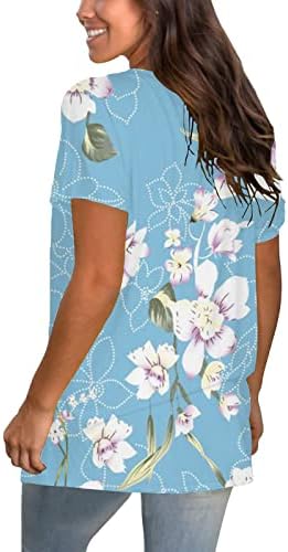 Есенно Годишната Графична Блуза, Тениска за Жени С Къс ръкав 2023 Облекло Памучен Блуза за Обяд с VОбразным деколте