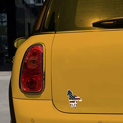 Стикер на САЩ под формата на Движещ се Кон с флага на САЩ 4 инча. Горд Американски Патриотичен знамето на Съединените американски Щати Винил за Броня на Автомобила К