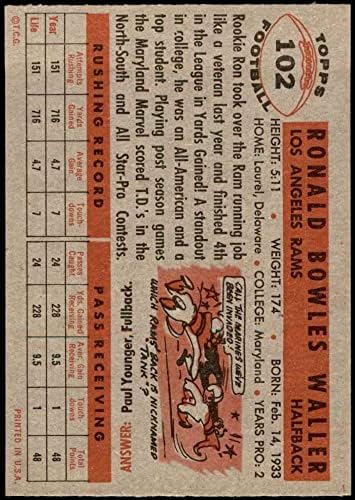 1956 Topps 102 Рон Waller Лос Анджелис Рэмс (Футболна карта) в Ню Йорк Рэмс Мериленд