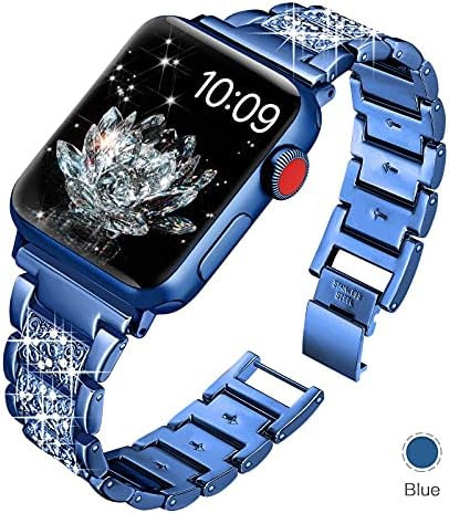 YGTIECS, Съвместим с каишка на Apple Watch 41 мм 40 мм 38 мм за жени, Елегантни каишка Apple Watch с диаманти, лек и лесно регулируем маншет за iWatch band серия 8 7 6 5 4 3 2 1 SE - Син
