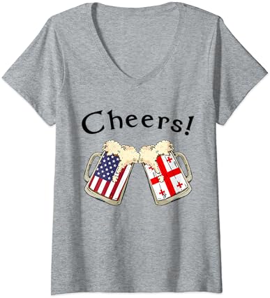 Женска тениска с V-Образно деколте American Georgian Patriot, Флаг на САЩ, Бирени Напитки, Отглеждани в Грузия