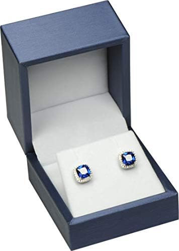 The Jewellery Pak Набор от сините обици, колиета и висулки, Подарък кутия за бижута, Висококачествена и Мека на допир Изкуствена Кожа, Външен Материал, чисто бяло кадифе, Въ?