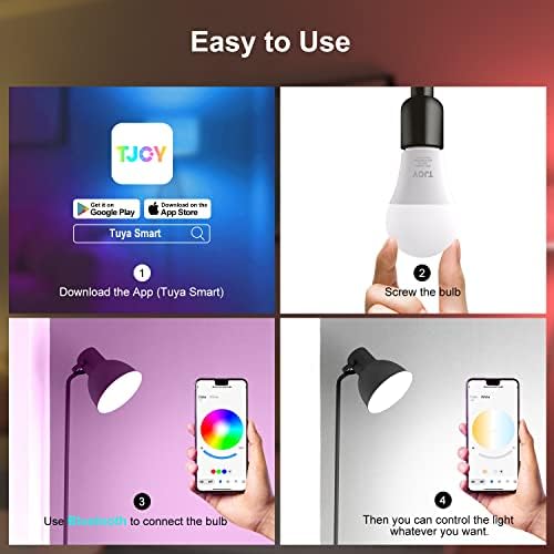 Крушка TJOY Bluetooth, Интелигентни електрически Крушки с управление чрез приложение, Led Крушки с промяна на цвета