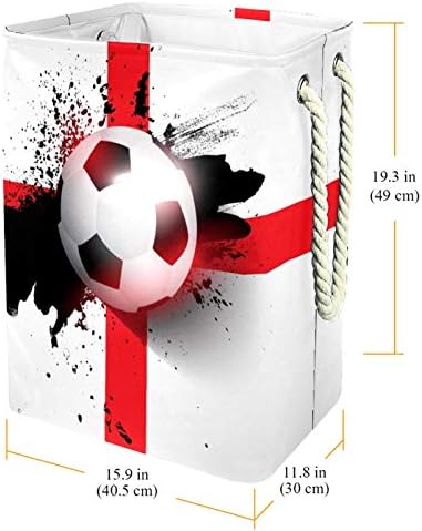 DEYYA Футболен Флаг на Англия Кошници за бельо, Кошница за дрехи, Висока Здрава Сгъваема за Възрастни, Деца, Момчета