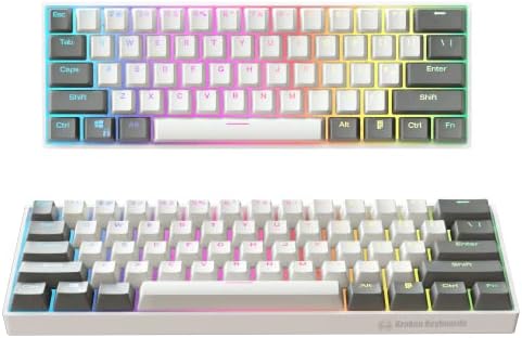 Механична клавиатура Kraken Pro 60 Wolf Edition 60% сив и бял цвят, подходящ геймърска подложка за мишка XXL (детска инсталация в бял цвят)