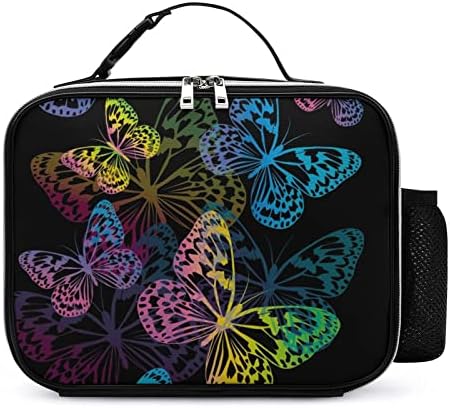 Чанта за обяд Butterfly Кожена Чанта-хладилник за Обяд с Подвижна дръжка и Странични джоб