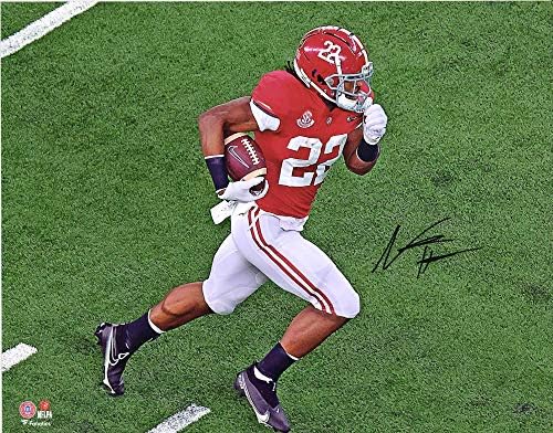 Снимка Наджи Харис от Алабамского Малинов приливите и отливите с автограф 16 x 20 в Пурпурен Фланелка за бягане - Снимки NFL с автограф