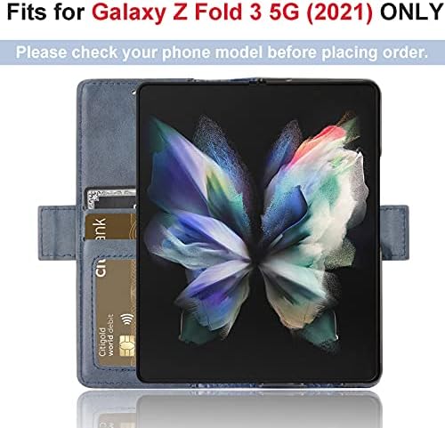 Чанта-портфейл Lopnord Galaxy Z fold 3, Калъф за телефон Samsung Galaxy Fold 3, Чанта-портфейл Премиум-клас изкуствена кожа + КОМПЮТРИ със слот за карта, който е съвместим с Samsung Galaxy Z Fold 3