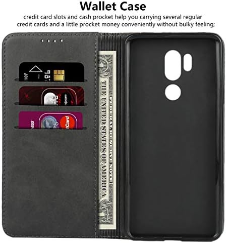 iCoverCase за G7 LG ThinQ Чанта-портфейл, отделения за карти, държач за Носене, Магнитна поставка от изкуствена