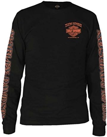Мъжка риза за екипажа на Harley-Davidson Eagle Piston с дълъг ръкав, Черна 30299947