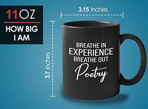 Кафеена Чаша Poet 11oz Black - Издишайте Поезия - Хумористичен Писател, Любители на книгите, Публикувани Автор на Поезия