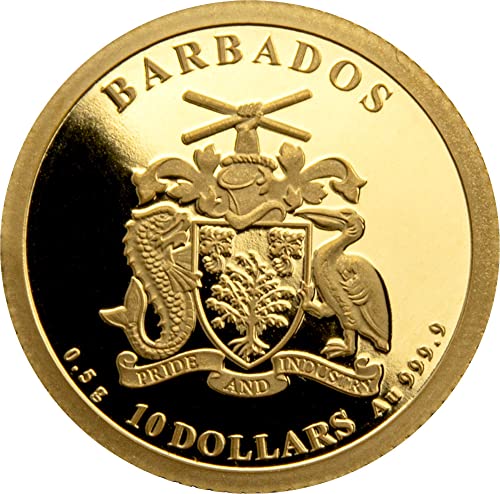 2023 DE Малка Златна Монета PowerCoin Tour Густав Айфел 10$ Барбадос 2023 0,5 Гр Proof