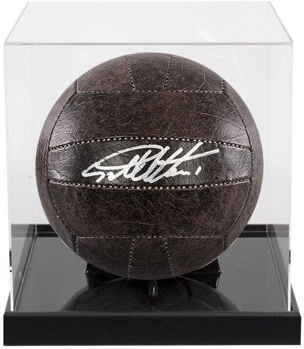 Футболна топка с Автограф на сър Джеф Хърст - Ретро-Топка - В Акрилна Витрина - Футболни топки С Автографи