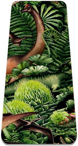 Siebzeh Jungle Green Динозавър World Premium-Дебела подложка за йога, в екологично Чист Гумена подложка за здраве и фитнес, Нескользящий мат за всички видове упражнения, йога и пил
