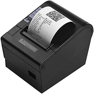 Принтер за етикети Teerwere Принтер проверки с автоматично изрязване USB Интерфейс Ethernet, Съвместим с отбори печат ESC/POS (Цвят: черен размер: One Size)