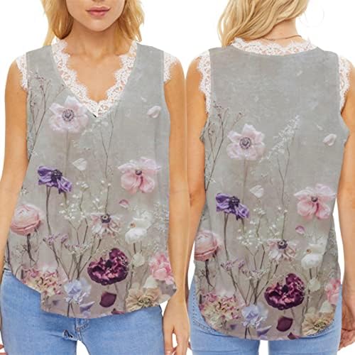Дамски Блузи с открити рамене, Дамски Лятна Градиент Риза Без Ръкави, свързани с V-образно деколте, Ежедневни Стилна