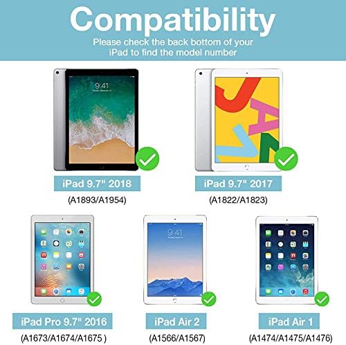Калъф Log Zog за iPad 9.7 2018/2017, Калъф за iPad Air 2/iPad Air, Защитен Кожен калъф, Регулируема поставка, smart-калъф