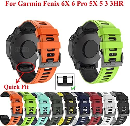 Силиконов ремък за часа на Garmin Fenix Fenix 7X Fenix 7 Watch Quick Release Easy Fit Каишка за китката 26-22 мм (Цвят: Армейски черен, размер: Fenix 7)