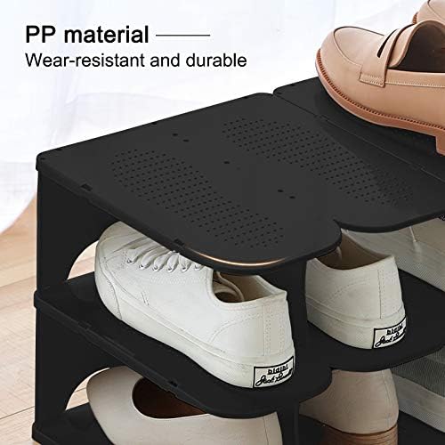 ACPOP 2-Ярусная Отделно Стоящи Рафт за обувки, Регулируема Органайзер за съхранение на обувки в коридора, Антре и килера, Компактна Сгъваема рафт за обувки, Черен